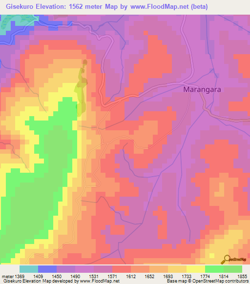 Gisekuro,Burundi Elevation Map