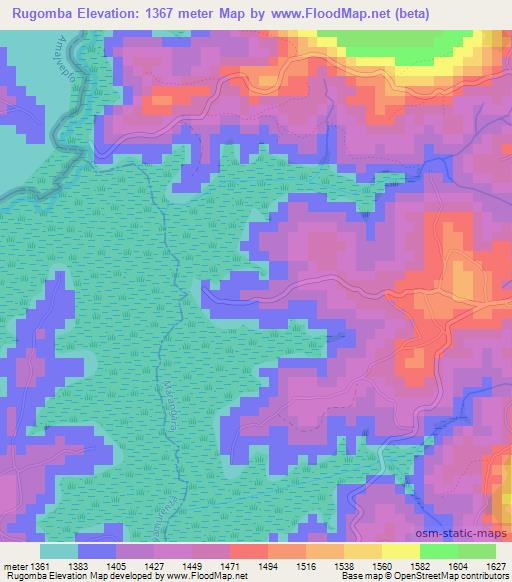 Rugomba,Burundi Elevation Map