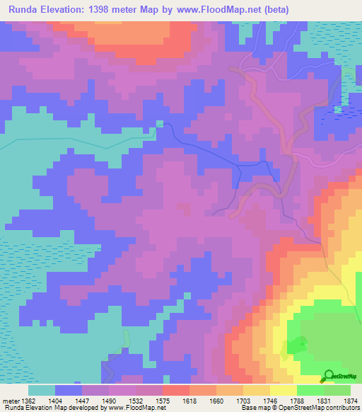 Runda,Burundi Elevation Map