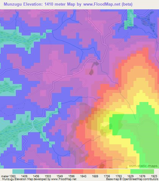 Munzugu,Burundi Elevation Map
