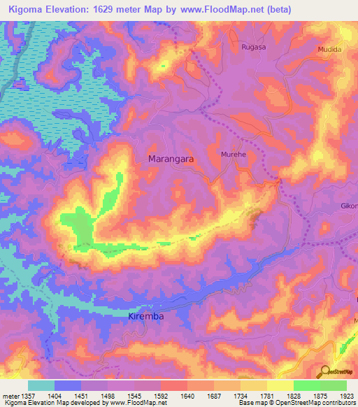 Kigoma,Burundi Elevation Map