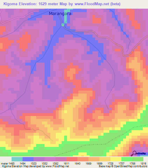 Kigoma,Burundi Elevation Map