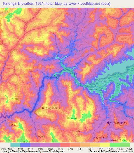 Karenga,Burundi Elevation Map
