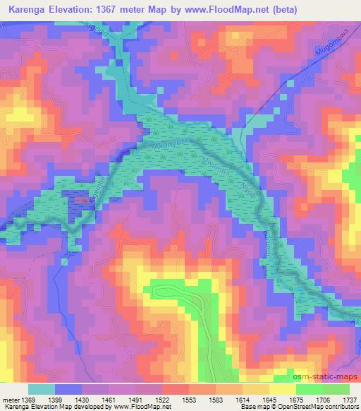 Karenga,Burundi Elevation Map