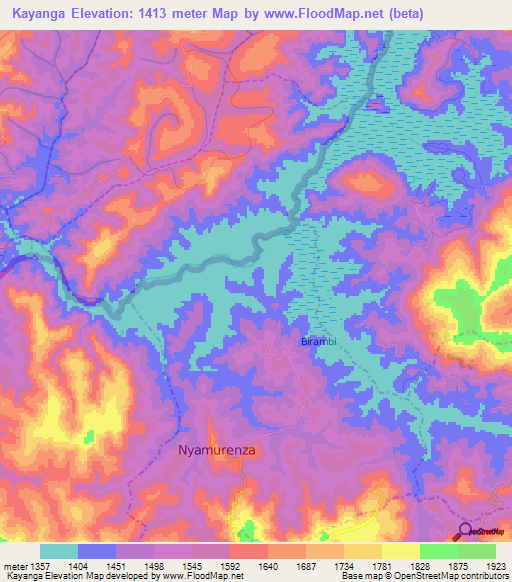 Kayanga,Burundi Elevation Map