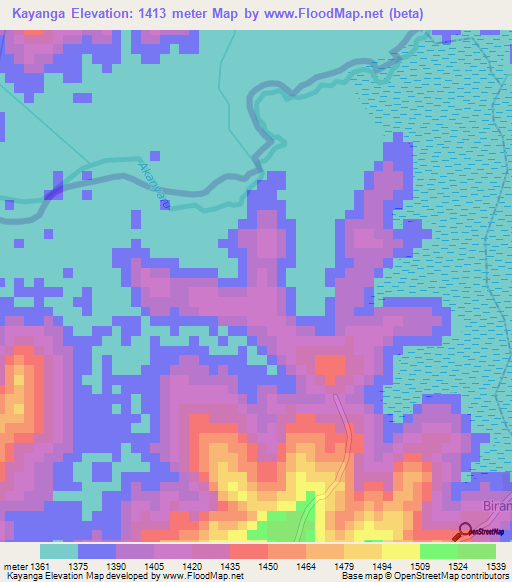 Kayanga,Burundi Elevation Map