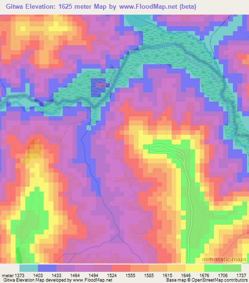 Gitwa,Burundi Elevation Map