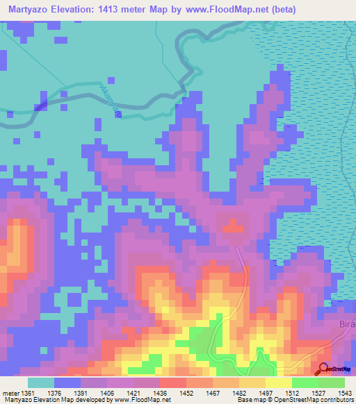 Martyazo,Burundi Elevation Map