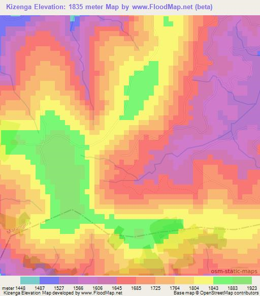 Kizenga,Burundi Elevation Map