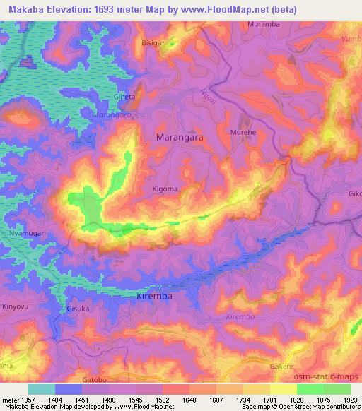 Makaba,Burundi Elevation Map