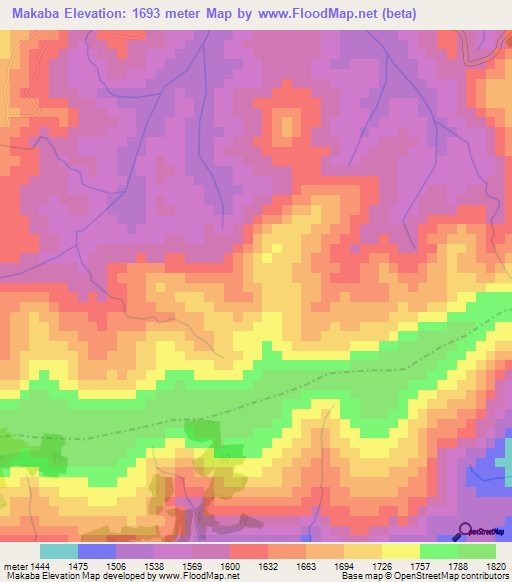 Makaba,Burundi Elevation Map