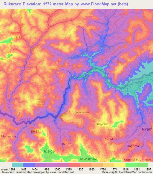 Rukurazo,Burundi Elevation Map