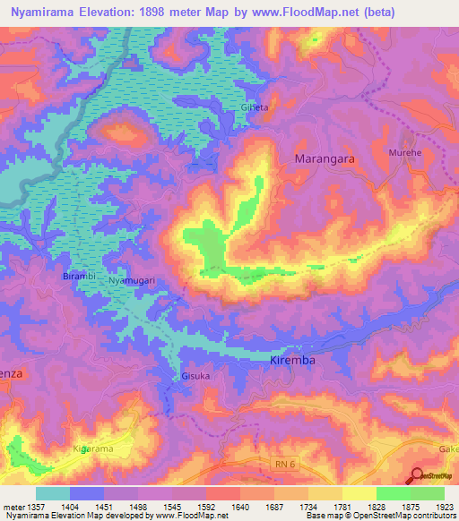 Nyamirama,Burundi Elevation Map