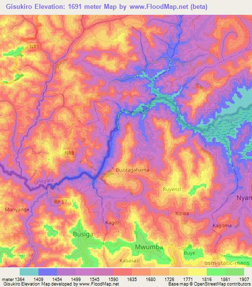 Gisukiro,Burundi Elevation Map