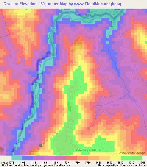 Gisukiro,Burundi Elevation Map
