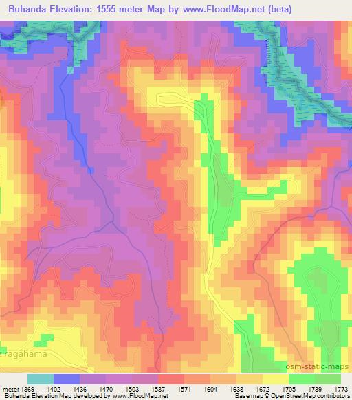 Buhanda,Burundi Elevation Map