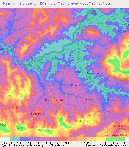 Ryaruhinda,Burundi Elevation Map