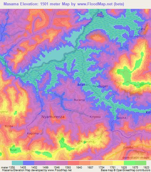 Masama,Burundi Elevation Map