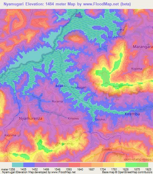 Nyamugari,Burundi Elevation Map