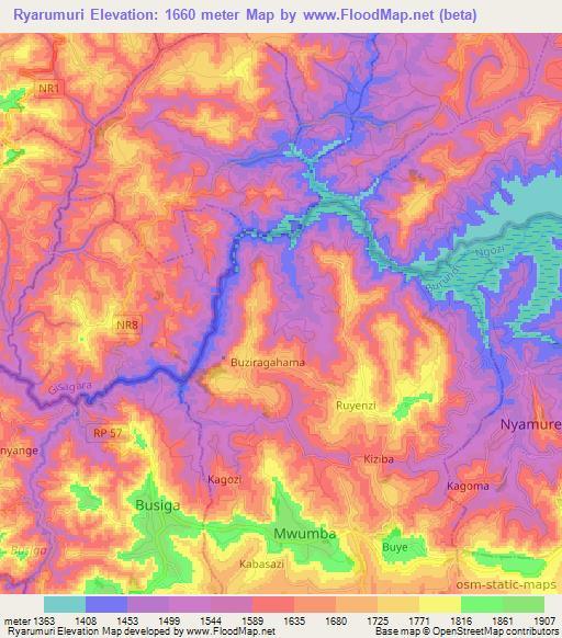 Ryarumuri,Burundi Elevation Map