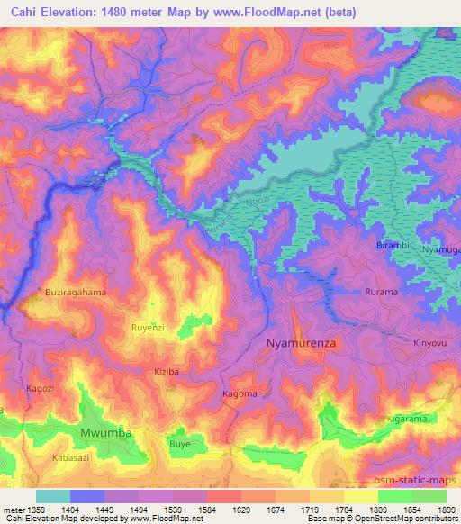 Cahi,Burundi Elevation Map