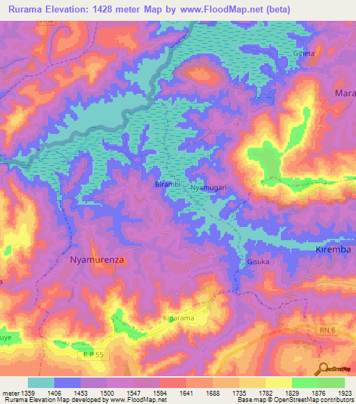 Rurama,Burundi Elevation Map