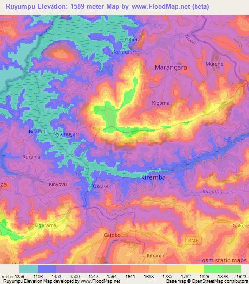 Ruyumpu,Burundi Elevation Map