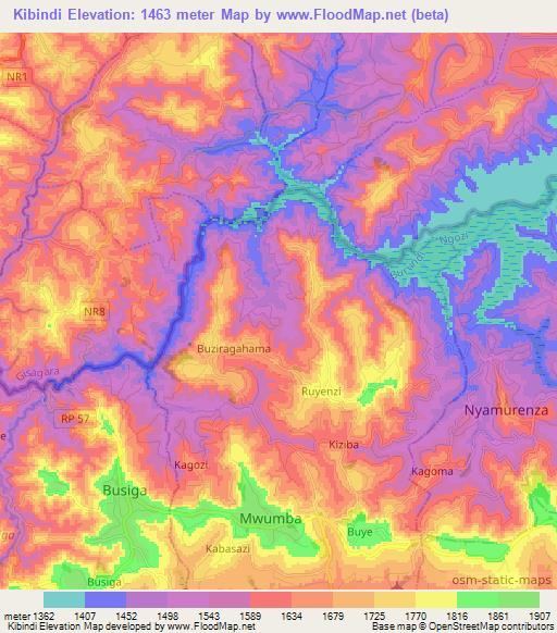Kibindi,Burundi Elevation Map