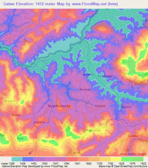 Gatwe,Burundi Elevation Map