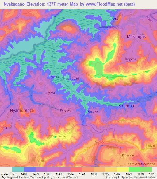 Nyakagano,Burundi Elevation Map