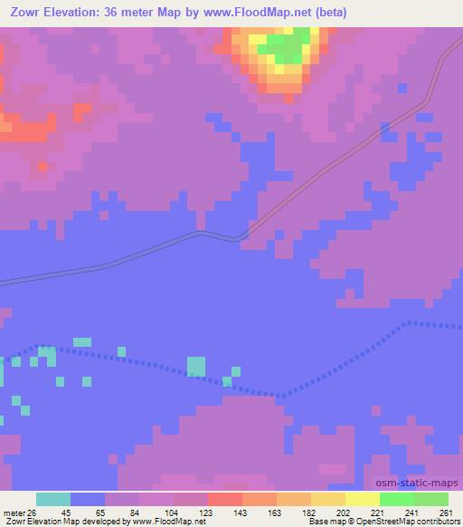 Zowr,Iran Elevation Map