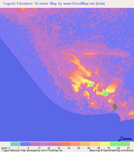 Tugoch,Iran Elevation Map
