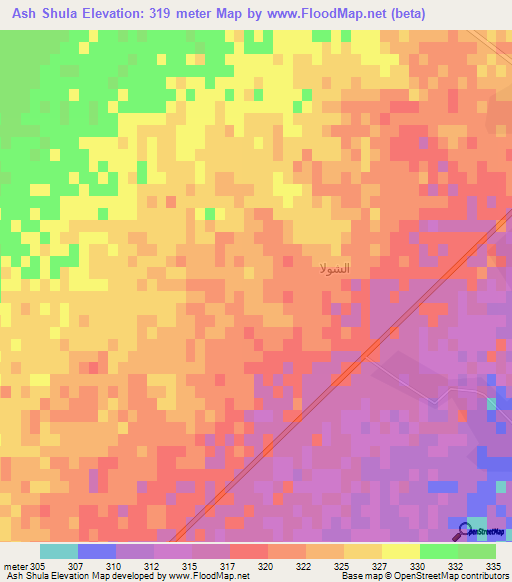 Ash Shula,Syria Elevation Map