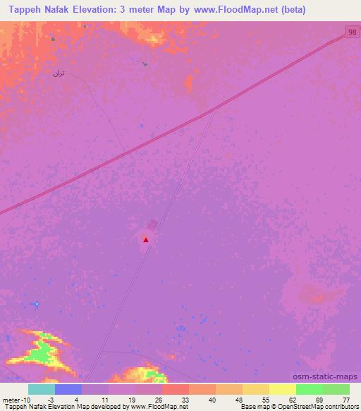 Tappeh Nafak,Iran Elevation Map