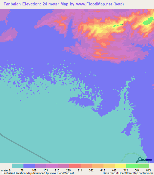 Tanbalan,Iran Elevation Map