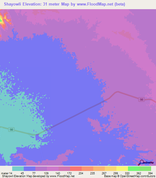Shayowli,Iran Elevation Map