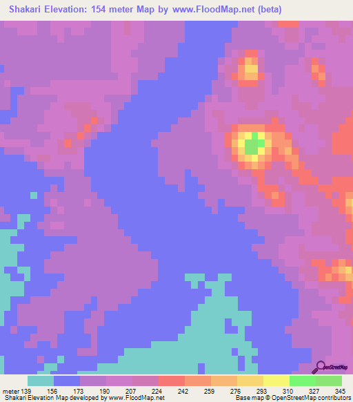 Shakari,Iran Elevation Map