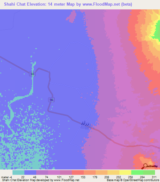 Shahi Chat,Iran Elevation Map