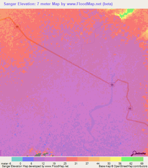 Sangar,Iran Elevation Map