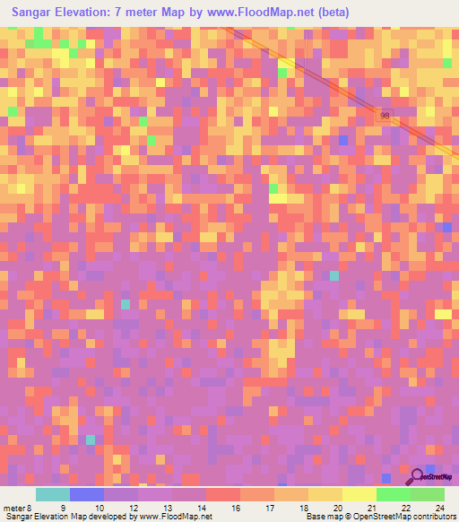 Sangar,Iran Elevation Map