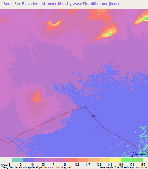Sang Sar,Iran Elevation Map