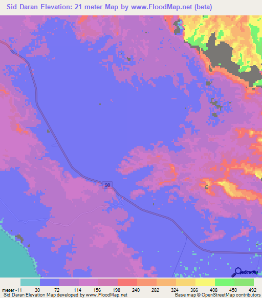 Sid Daran,Iran Elevation Map