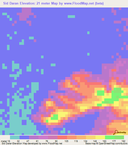 Sid Daran,Iran Elevation Map