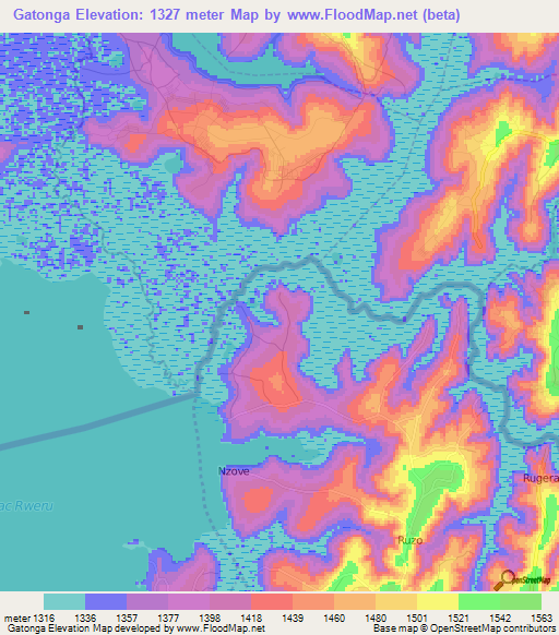 Gatonga,Burundi Elevation Map