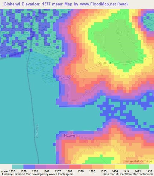 Gishenyi,Burundi Elevation Map