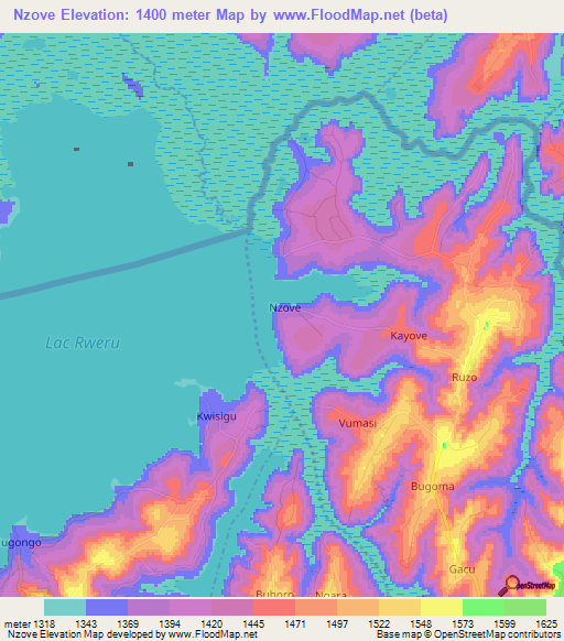 Nzove,Burundi Elevation Map