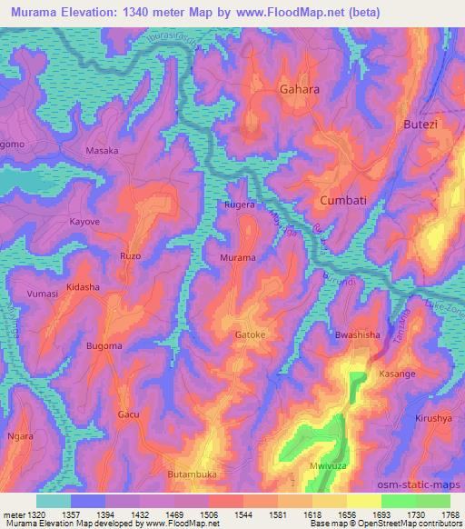 Murama,Burundi Elevation Map