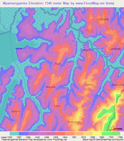 Mpamarugamba,Burundi Elevation Map