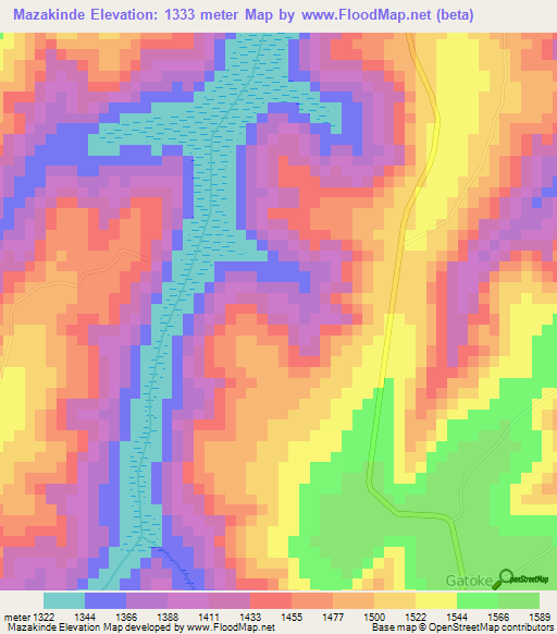 Mazakinde,Burundi Elevation Map