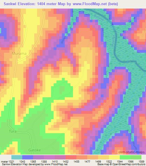Sankwi,Burundi Elevation Map